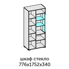 Аллегро-10 Шкаф 2дв. (со стеклом) (дуб крафт золотой-камень темный) в Миассе - miass.mebel24.online | фото 2