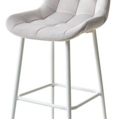 Барный стул ХОФМАН, цвет H-09 Светло-серый, велюр / белый каркас М-City в Миассе - miass.mebel24.online | фото 1