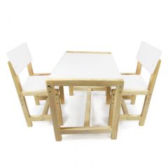 Детский растущий комплект стол и два стула  Я САМ "Лофт" (Белый, Сосна) в Миассе - miass.mebel24.online | фото 1
