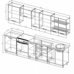 Кухонный гарнитур Антрацит 3000 (Стол. 26мм) в Миассе - miass.mebel24.online | фото 2