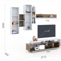 Гостиная Невио-2 + Комод 1д2в Дуб крафт золотой/Белый в Миассе - miass.mebel24.online | фото 2