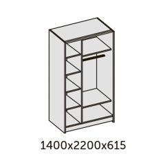 ИННЭС-5 Шкаф-купе 2-х дв. 1400 (2 дв. Ф3 - венге вст. экокожа коричневый) в Миассе - miass.mebel24.online | фото 2