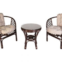 Комплект Багама дуэт, подушки светлые обычные шенил (Темно-коричневый) стол круглый в Миассе - miass.mebel24.online | фото 1
