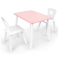 Комплект детской мебели стол и два стула Корона  (Розовый/Белый/Белый) в Миассе - miass.mebel24.online | фото