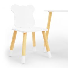 Комплект детской мебели стол и два стула Мишутка (Белый/Белый/Береза) в Миассе - miass.mebel24.online | фото