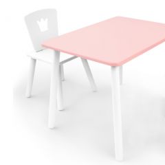 Комплект детской мебели стол и стул Корона (Розовый/Белый/Белый) в Миассе - miass.mebel24.online | фото