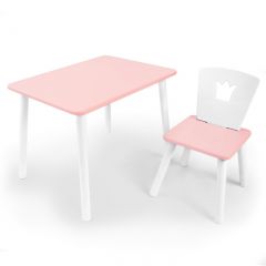 Комплект детской мебели стол и стул Корона (Розовый/Розовый/Белый) в Миассе - miass.mebel24.online | фото