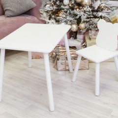 Комплект детской мебели стол и стул Мишутка (Белый/Белый/Белый) в Миассе - miass.mebel24.online | фото