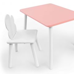 Комплект детской мебели стол и стул Облачко (Розывый/Белый/Белый) в Миассе - miass.mebel24.online | фото