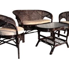 Комплект Пеланги 02/15 с 2-х местным диваном и овальным столом (Темно-коричневый) в Миассе - miass.mebel24.online | фото