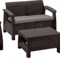 Комплект мебели Корфу сет (Corfu set) коричневый - серо-бежевый * в Миассе - miass.mebel24.online | фото