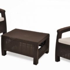 Комплект мебели Корфу Уикенд (Corfu Weekend) коричневый - серо-бежевый * в Миассе - miass.mebel24.online | фото 1