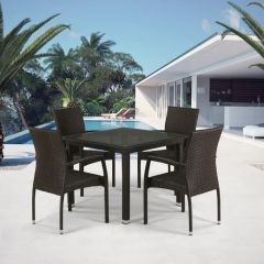 Комплект плетеной мебели T257A/YC379A-W53 Brown (4+1) + подушки на стульях в Миассе - miass.mebel24.online | фото