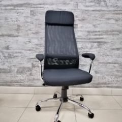 Кресло Barneo K-115 для персонала (черная ткань, черная сетка) в Миассе - miass.mebel24.online | фото 1
