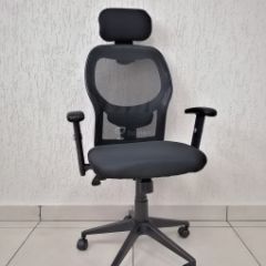 Кресло Barneo K-128 для персонала (черная ткань черная сетка) в Миассе - miass.mebel24.online | фото