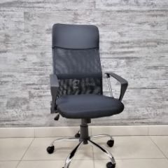 Кресло Barneo K-134H для персонала (черная ткань черная сетка) в Миассе - miass.mebel24.online | фото