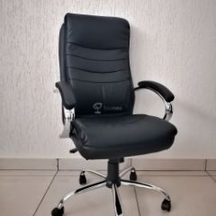 Кресло Barneo K-58 для руководителя (черная экокожа) в Миассе - miass.mebel24.online | фото