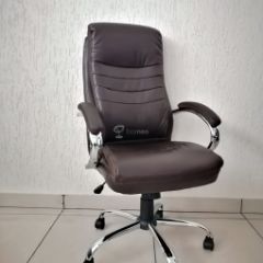 Кресло Barneo K-58 для руководителя (коричневая экокожа) в Миассе - miass.mebel24.online | фото
