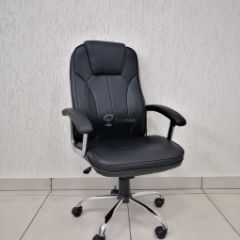 Кресло Barneo K-8 для руководителя (черная экокожа) в Миассе - miass.mebel24.online | фото