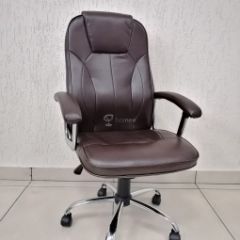 Кресло Barneo K-8 для руководителя (коричневая экокожа) в Миассе - miass.mebel24.online | фото