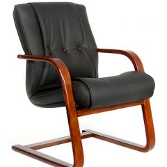 Кресло для посетителя CHAIRMAN  653 V (Кожа) Черное в Миассе - miass.mebel24.online | фото