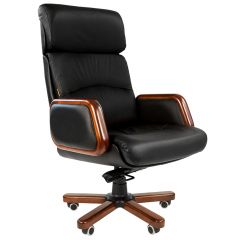 Кресло для руководителя CHAIRMAN 417 (Натуральная кожа) Черное в Миассе - miass.mebel24.online | фото