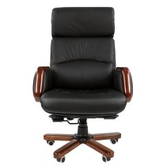 Кресло для руководителя CHAIRMAN 417 (Натуральная кожа) Черное в Миассе - miass.mebel24.online | фото 2
