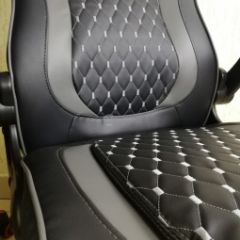 Кресло геймерское Barneo K-37 (черная кожа серые вставки) в Миассе - miass.mebel24.online | фото 2