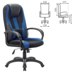 Кресло компьютерное BRABIX PREMIUM "Rapid GM-102" (экокожа/ткань, черное/синее) 532106 в Миассе - miass.mebel24.online | фото 2