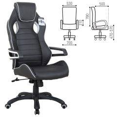 Кресло компьютерное BRABIX Techno Pro GM-003 (экокожа черное/серое, вставки серые) 531814 в Миассе - miass.mebel24.online | фото 1