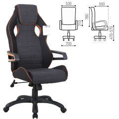Кресло компьютерное BRABIX Techno Pro GM-003 (ткань черное/серое, вставки оранжевые) 531813 в Миассе - miass.mebel24.online | фото 2