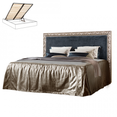 Кровать 2-х спальная (1,6 м) Тиффани Premium черная/серебро  с мягким элементом (Антрацит) с подъемным механизмом (ТФКР-3[3](П) в Миассе - miass.mebel24.online | фото