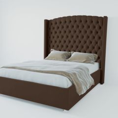 Кровать Берлин ЛЮКС с ПМ 1200 (экокожа коричневая) в Миассе - miass.mebel24.online | фото 2