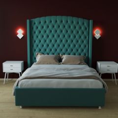 Кровать Берлин ЛЮКС с ПМ 900 (велюр бирюзовый) в Миассе - miass.mebel24.online | фото 2