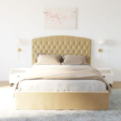 Кровать Берлин с ПМ 1200 (экокожа бежевая) в Миассе - miass.mebel24.online | фото 2