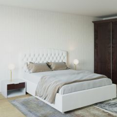 Кровать Берлин с ПМ 1200 (экокожа белая) в Миассе - miass.mebel24.online | фото 2