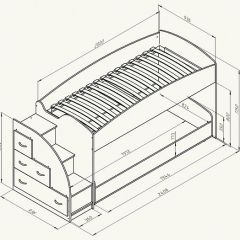 Кровать-чердак "Дюймовочка-4.2"  Дуб молочный/Оранжевый в Миассе - miass.mebel24.online | фото 3