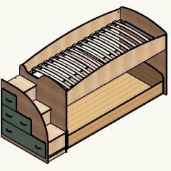 Кровать-чердак "Дюймовочка-4.2"  Дуб молочный/Оранжевый в Миассе - miass.mebel24.online | фото 4