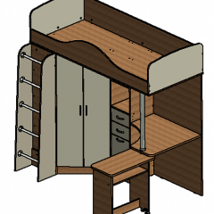 Кровать-чердак "Теремок-1" Дуб молочный/Розовый в Миассе - miass.mebel24.online | фото 3