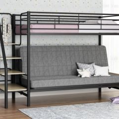 Кровать двухъярусная с диваном "Мадлен-3" (Черный/Серый) в Миассе - miass.mebel24.online | фото