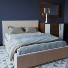 Кровать Корсика с ПМ 1600 (экокожа бежевая) в Миассе - miass.mebel24.online | фото 2