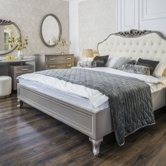 Кровать Мокко 1600 с мягким изголовьем + основание (серый камень) в Миассе - miass.mebel24.online | фото