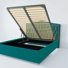 Кровать Нягань с ПМ 1400 (велюр бирюзовый) в Миассе - miass.mebel24.online | фото