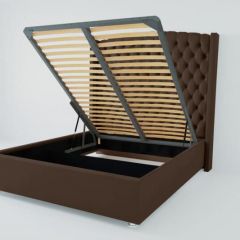Кровать Берлин ЛЮКС с ПМ 1200 (экокожа коричневая) в Миассе - miass.mebel24.online | фото
