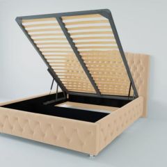 Кровать Нягань с ПМ 2000 (экокожа бежевая) в Миассе - miass.mebel24.online | фото