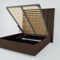 Кровать Венеция ЛЮКС с ПМ 800 (экокожа коричневая) в Миассе - miass.mebel24.online | фото 2