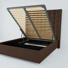Кровать Венеция ЛЮКС с ПМ 1200 (экокожа коричневая) в Миассе - miass.mebel24.online | фото