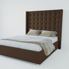Кровать Венеция ЛЮКС с ПМ 800 (экокожа коричневая) в Миассе - miass.mebel24.online | фото