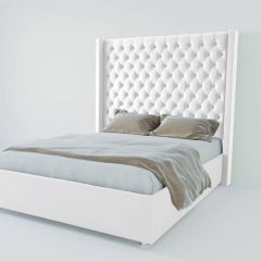 Кровать Версаль ЛЮКС с ПМ 1800 (экокожа белая) в Миассе - miass.mebel24.online | фото