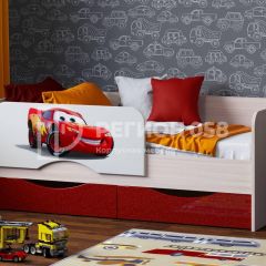 Кровать Юниор-12 с фотопеч. "Тачки" в Миассе - miass.mebel24.online | фото